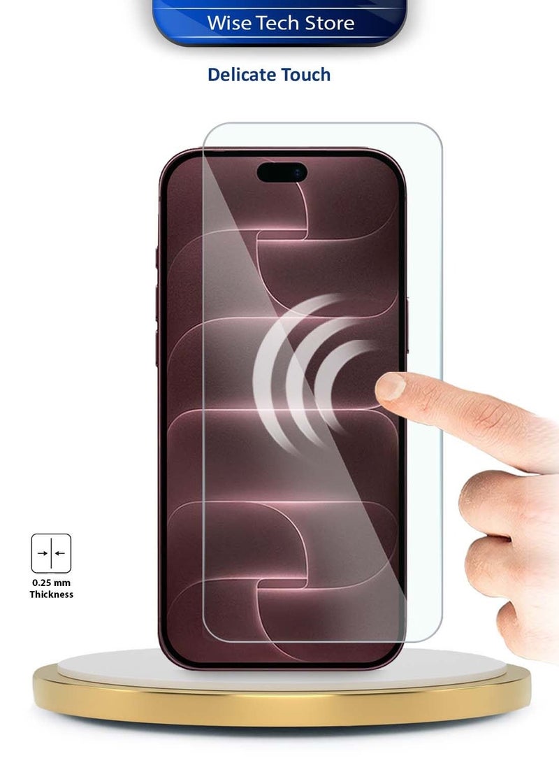 دبليو تيك آيفون آبل 18 برو 5G 2026 من سلسلة WTech المميزة بزوايا منحنية وحماية شاشة من الزجاج المقسى 9H 2.5D (MSG9CN) - شفاف - Image 4