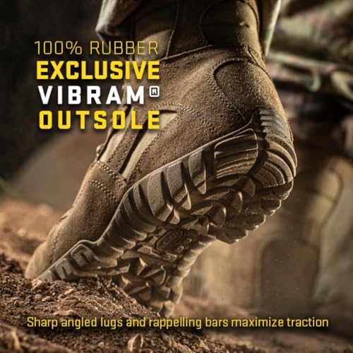 BELLEVILLE Tactical Research Khyber TR550 8" Combat Boots for Men - Lightweight Hot Weather Multi-Terrain Army OCP ACU Coyote Brown Leather and Nylon with Vibram Traction Outsole, Coyote - 10 - Image 4