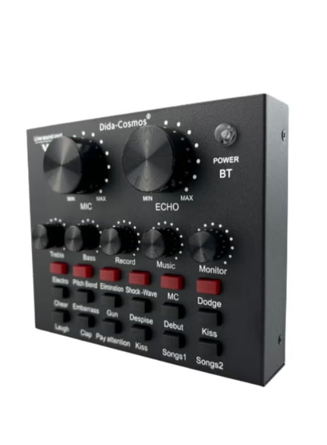 External Sound Card USB Live External Sound Mixer Board Voice Changer Sound Card with Multiple Sound Effects for Live Recording Home KTV Voice Cha - Image 1