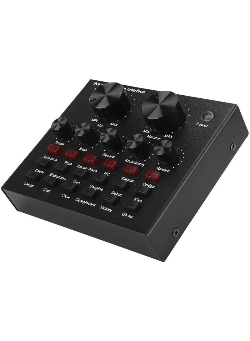 External Sound Card USB Live External Sound Mixer Board Voice Changer Sound Card with Multiple Sound Effects for Live Recording Home KTV Voice Cha - Image 5