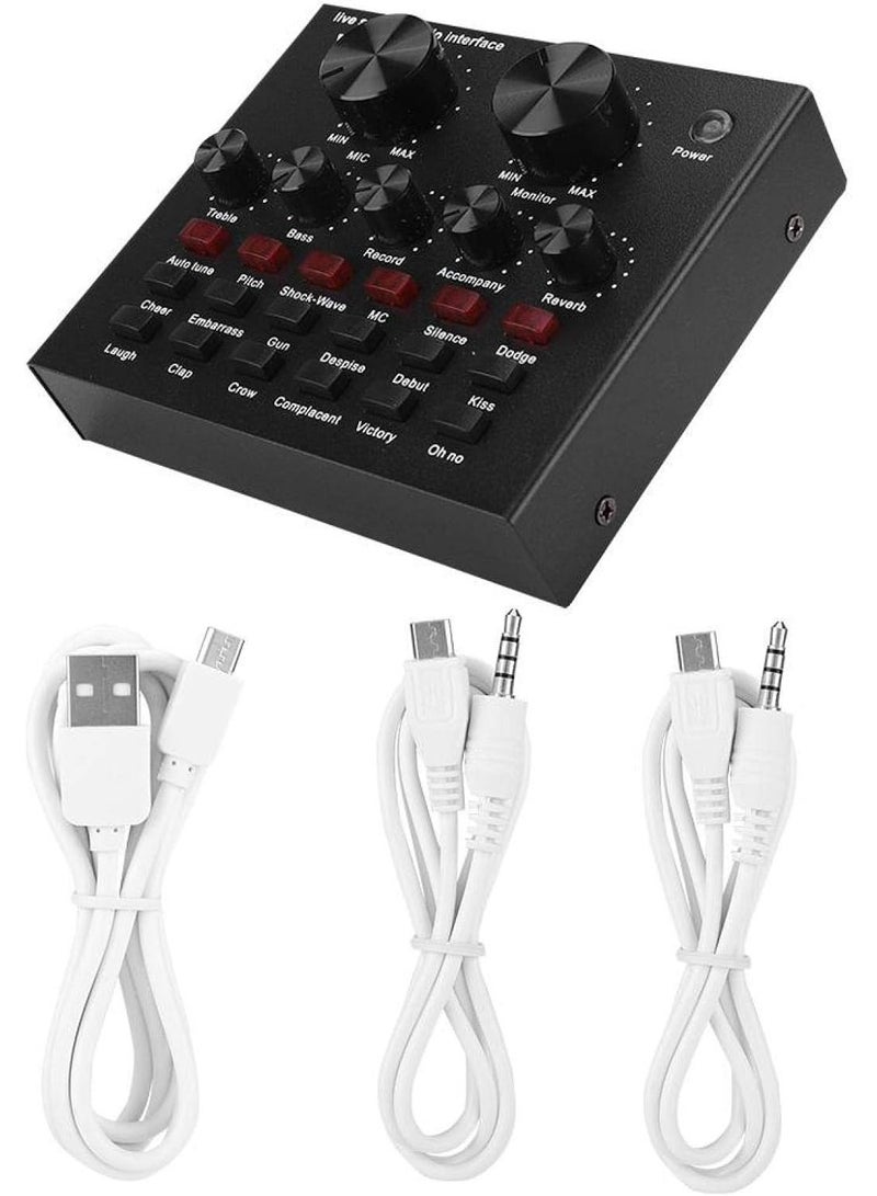 External Sound Card USB Live External Sound Mixer Board Voice Changer Sound Card with Multiple Sound Effects for Live Recording Home KTV Voice Cha - Image 4