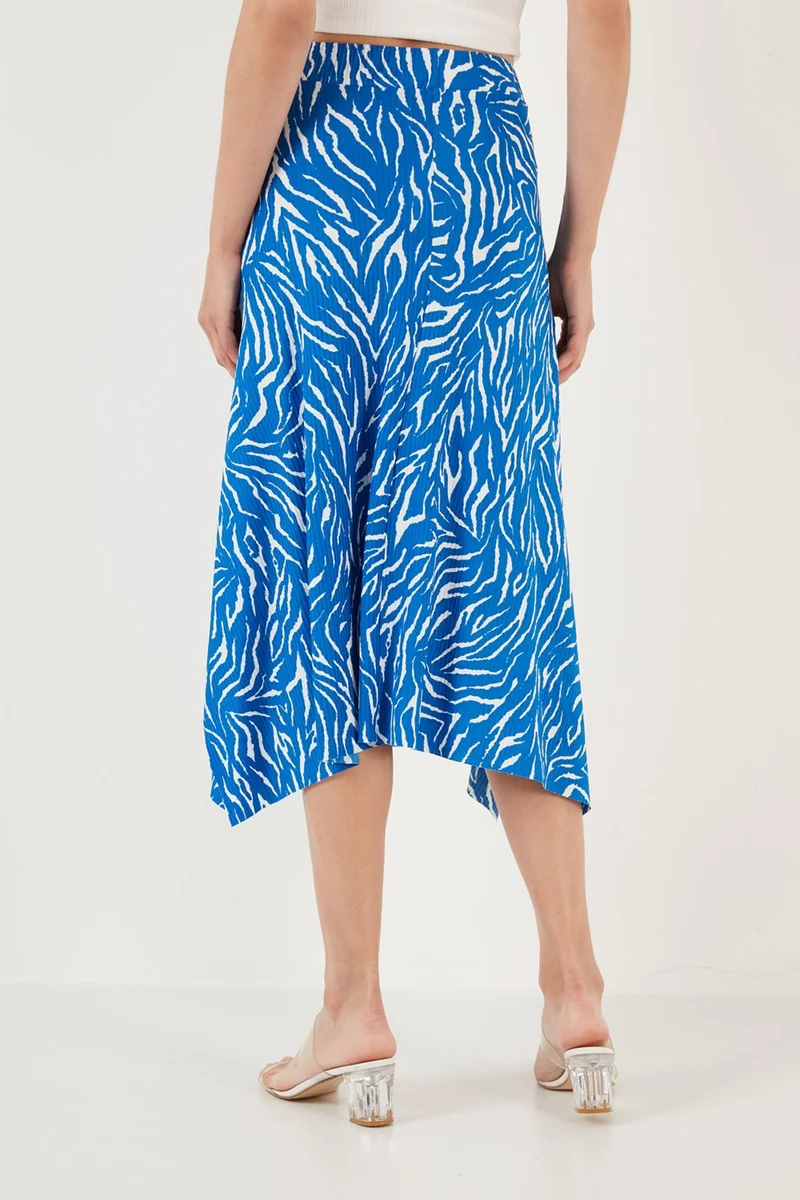 ليلا Patterned Flounce Midi Length Slit Skirt Women's Skirt 5864073