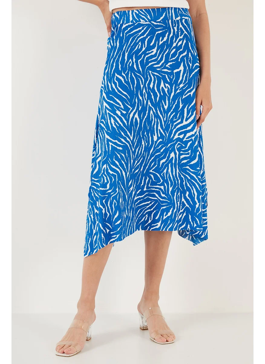 Lela Patterned Flounce Midi Length Slit Skirt Women's Skirt 5864073