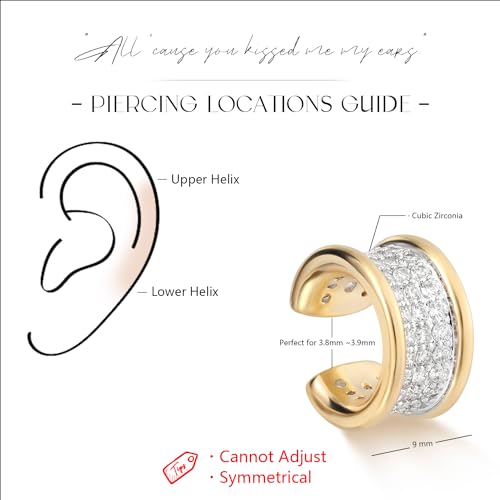 MYEARS Women Ear Cuff Earrings Gold Non Pierced Cartilage Clip on Open Wrap Trough Band Hoop Cubic Zirconia 14K Gold Plated Simple Hypoallergenic Everyday Jewelry - Image 5