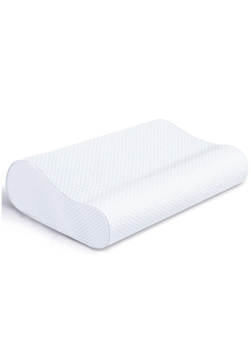 Memory Foam Pillow (23.6"x13.8"), Cervical Neck Support Pillow for Sleeping, Contour Ergonomic Orthopedic Pillow for Back, Side Sleeper (White) - Image 1
