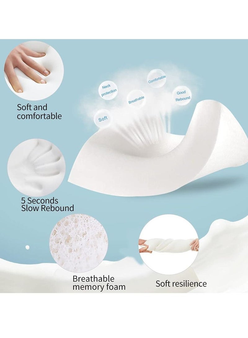 Memory Foam Pillow (23.6"x13.8"), Cervical Neck Support Pillow for Sleeping, Contour Ergonomic Orthopedic Pillow for Back, Side Sleeper (White) - Image 4
