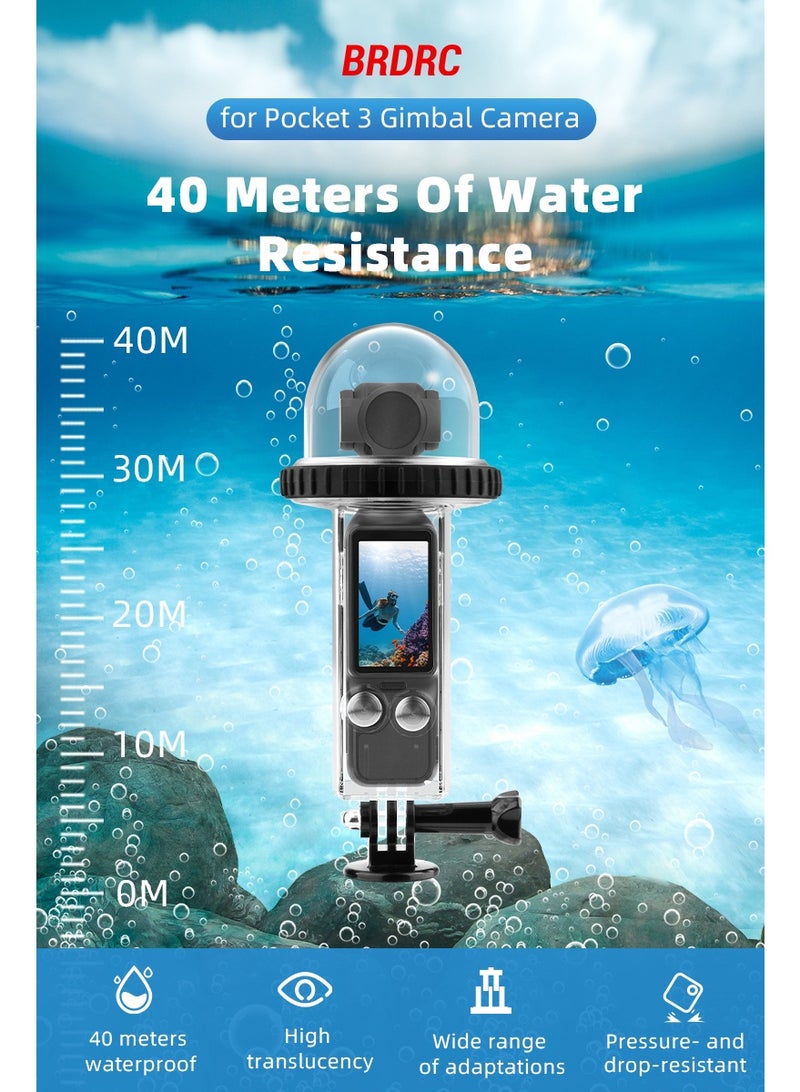 BRDRC For DJI OSMO POCKET 3 Waterproof Case 40m Diving Housing – High Transparency PC Material, Pressure Resistant, Dual Ports, Anti-Fog Seal – Underwater Protection for Action Camera  - Image 2