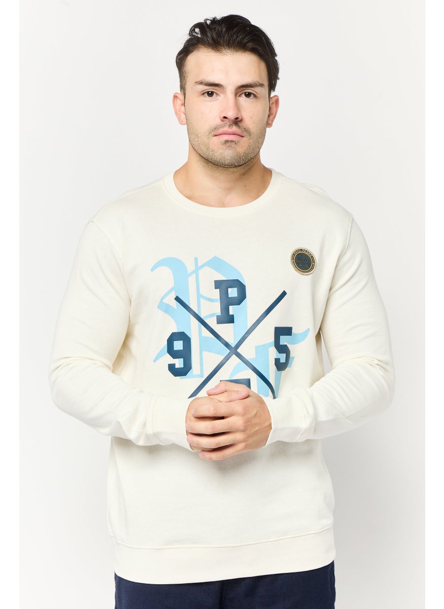 Paul Frank Men Crew Neck Printed Sweatshirts, Off White  - Image 1