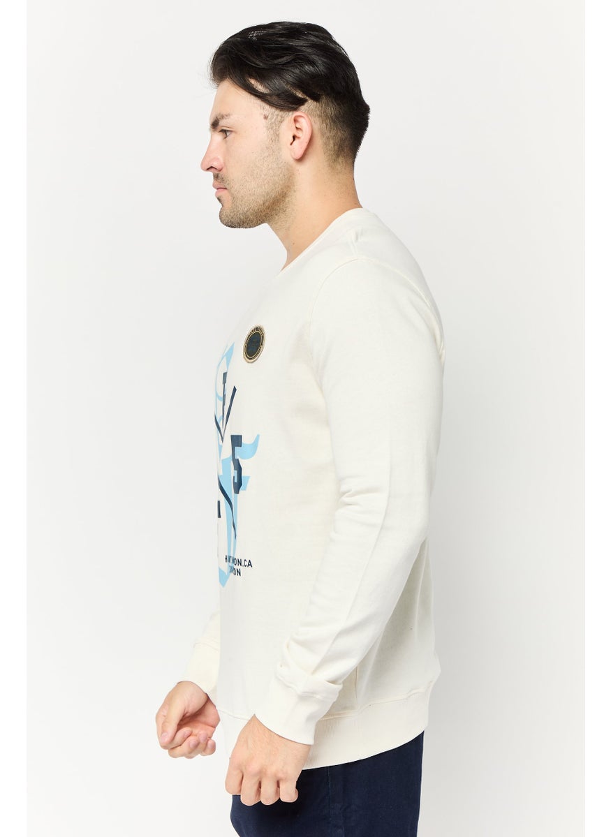Paul Frank Men Crew Neck Printed Sweatshirts, Off White  - Image 3