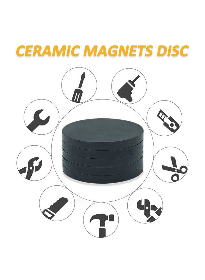 AOMAG Ceramic Magnets Disc 2" x 1/5" Grade 8 for Crafting, Science and School Projects, Magnetic Therapy and Theraputic Magnets - Pack of 5 - Image 2