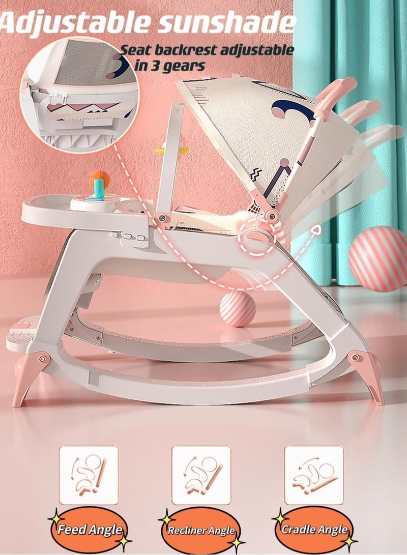 TRASSLE 5-1 Baby Bouncer Ifant Seat, Rocking Chair Toddler Rocker Multiple Mode with Removable Musical Toy Bar Safety Belt Adjustable Back Disk Shading Shed, Infant for Newborn 0-36 Month  - Image 4