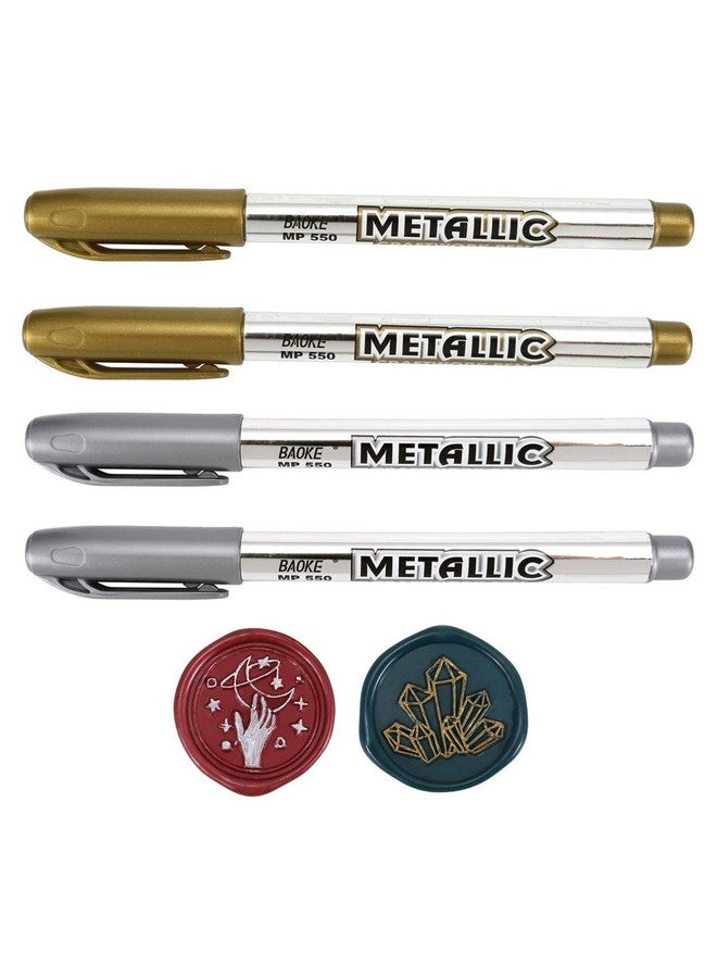 Yoption Wax Seal Pen Kit Yoption 4 Pieces Metallic Pen For Decorating Sealing Stamp Wedding Invation Seals - Image 1