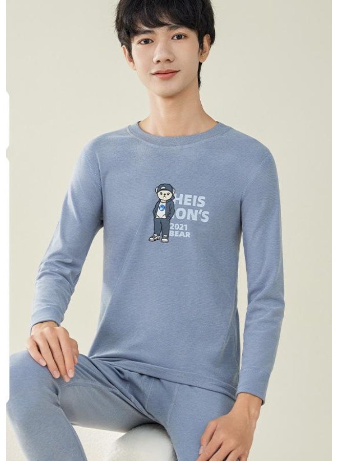NIBEMINENT Boy's Wool And Silk Thermal Underwear Set For Junior High And High School Students