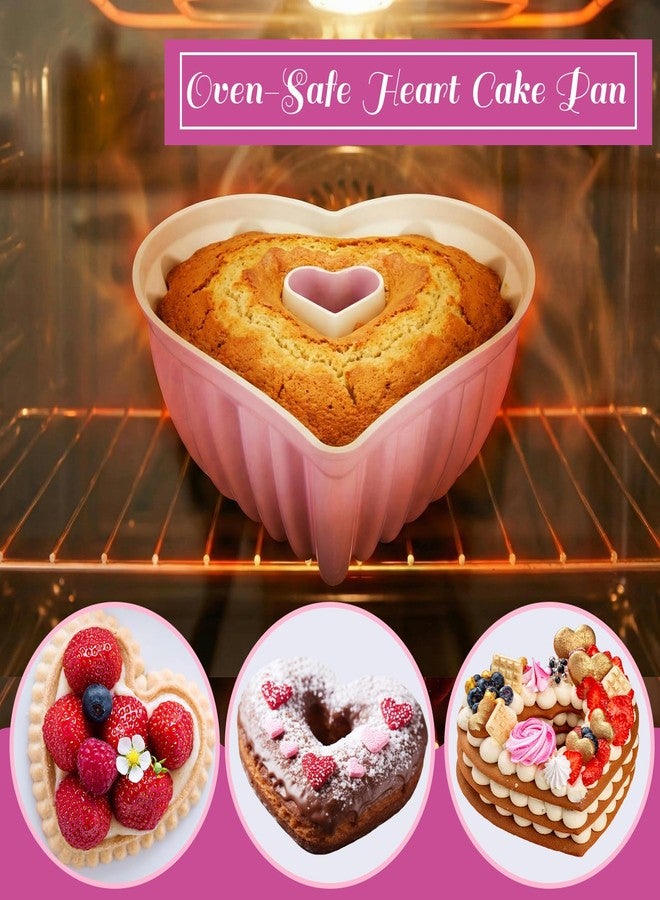 Layhit 1 Pcs 10 Inches Heart Shaped Fluted Cake Pan Aluminum Heart Cake pan Non Stick Oven Baking Mold for Birthday Wedding Family Party Kitchen Accessories (Pink) - Image 5