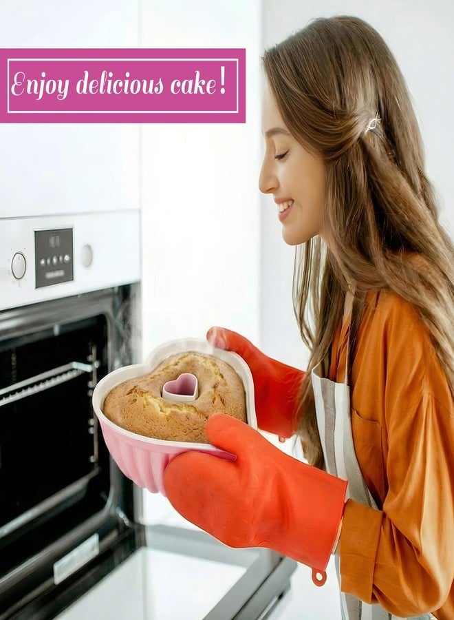 Layhit 1 Pcs 10 Inches Heart Shaped Fluted Cake Pan Aluminum Heart Cake pan Non Stick Oven Baking Mold for Birthday Wedding Family Party Kitchen Accessories (Pink) - Image 4