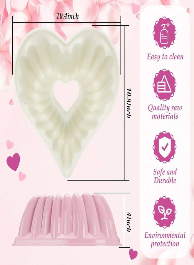 Layhit 1 Pcs 10 Inches Heart Shaped Fluted Cake Pan Aluminum Heart Cake pan Non Stick Oven Baking Mold for Birthday Wedding Family Party Kitchen Accessories (Pink) - Image 3