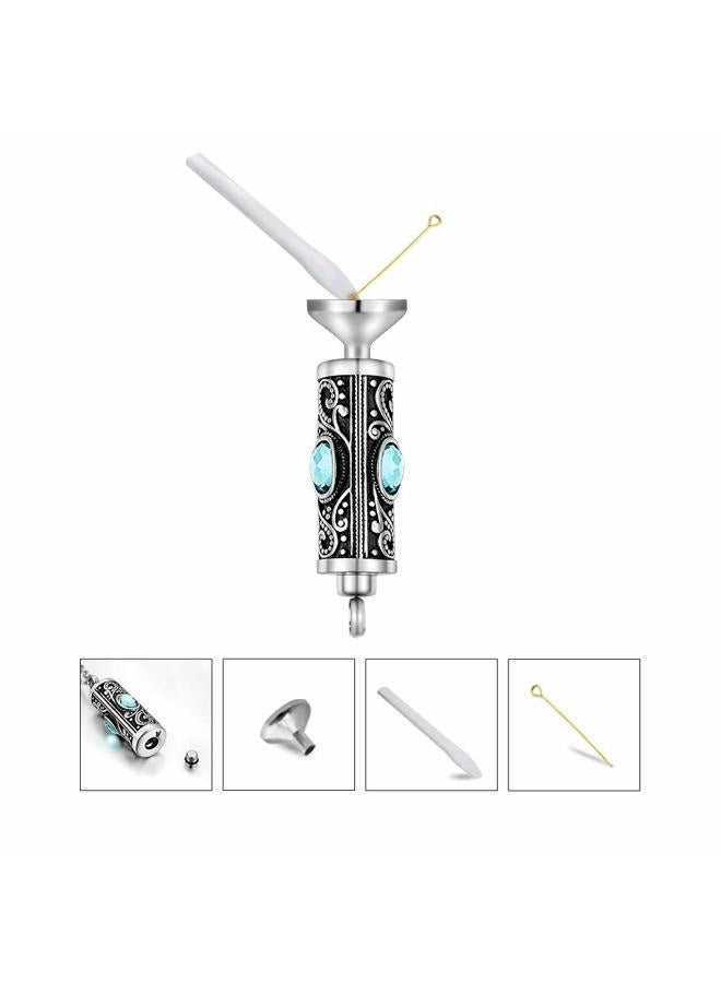 XIUDA Crystal Cremation Urn Necklace for Ashes Keepsake Cremation Jewelry for Human Ashes Stainless Steel Memorial Pendant with Flower, Stainless Steel - Image 5