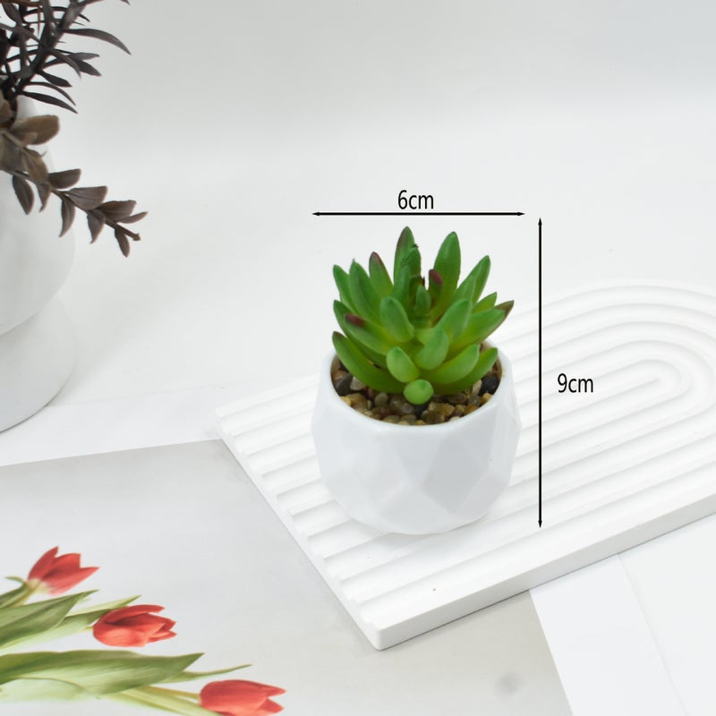 Generic Pink Succulent Artificial Potted Plant Home Office Decor Tianshan snow lotus + plastic diamond pot