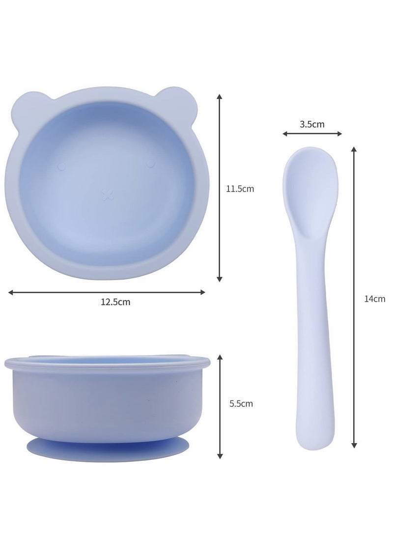 شو وو Silicone Suction Baby Bowl with Lid 100% Food Grade Infant Babies and Toddler Self Feeding 2 Pack - Image 5
