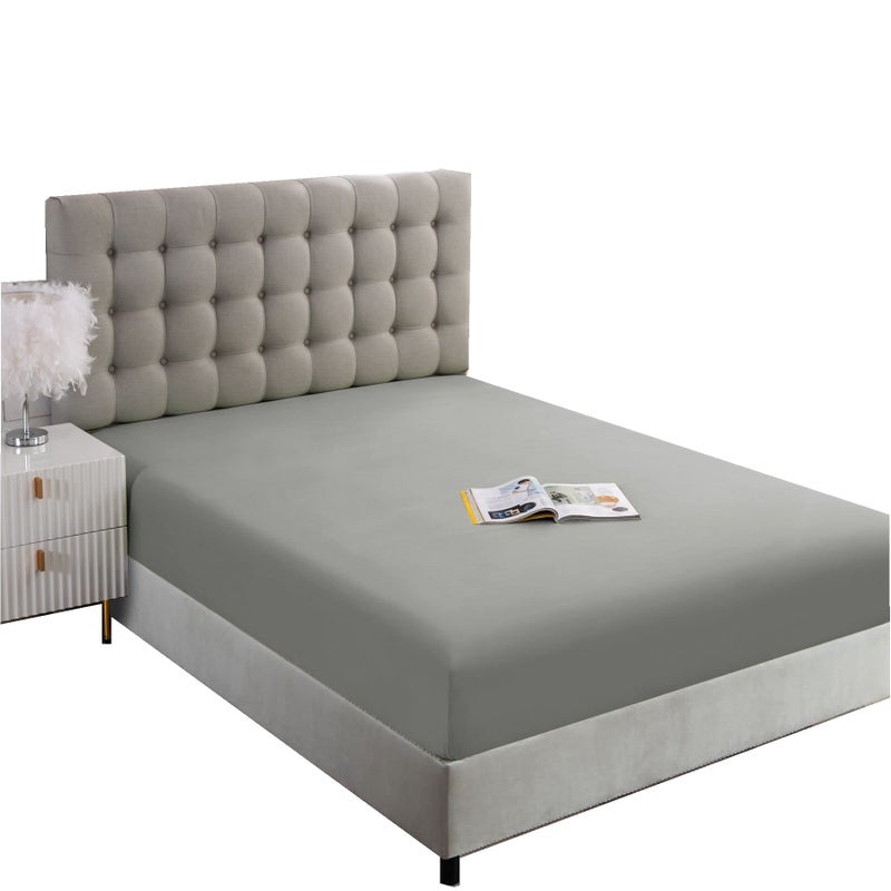 Ghooss Twin XL Size Fitted SheetHotel Quality Bedding Fitted Sheet Deep Pocket up to 14 InchWrinkle and Fade Resistant1 PieceGray