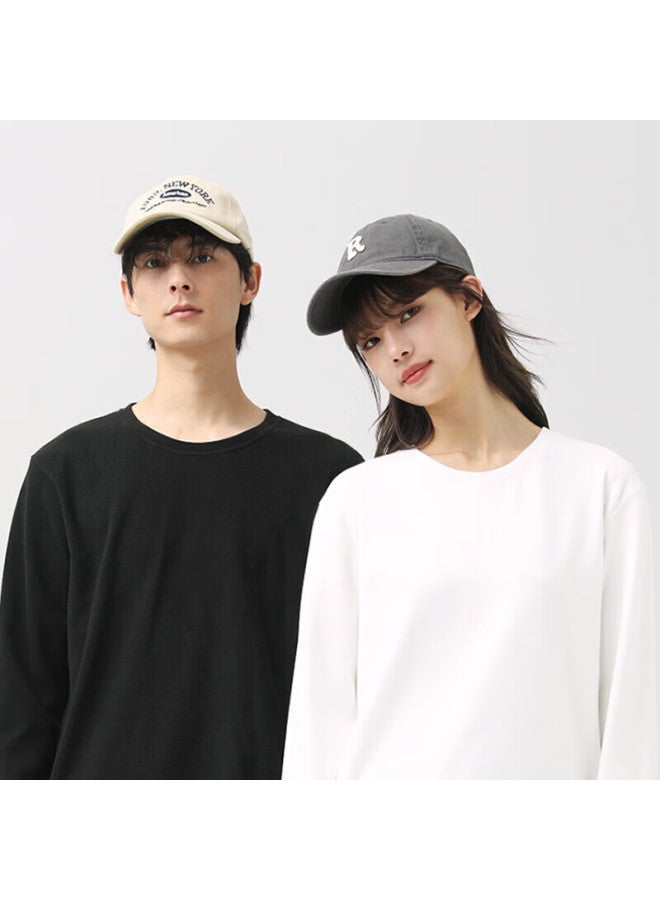 Geniolamode Men's Long Sleeve T-shirt Round Neck Inner Wear Warm Double-sided Plush Inner Wear Base Shirt White 2XL - Image 2