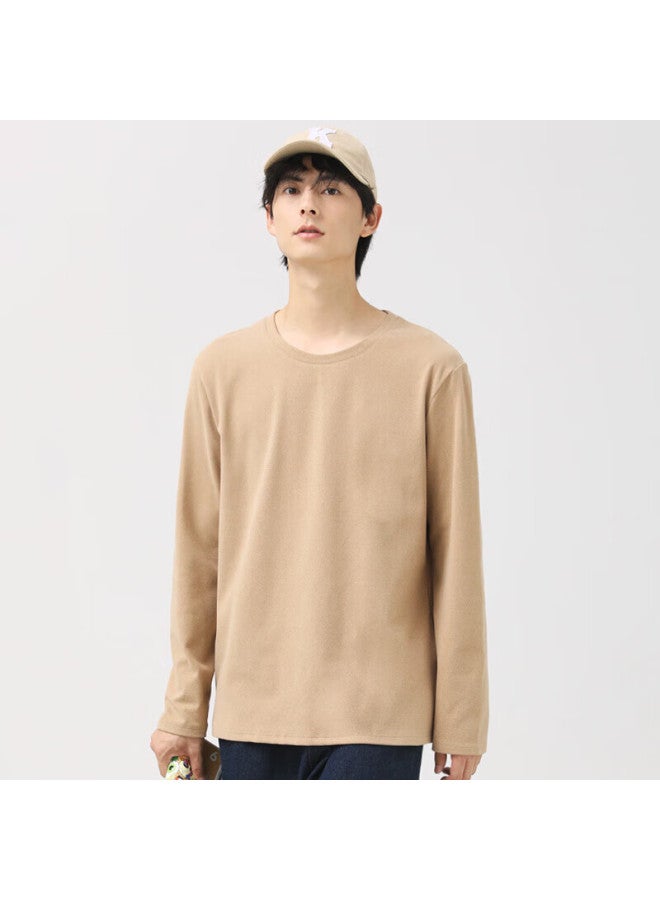 Geniolamode Men's Long Sleeve T-shirt Round Neck Inner Wear Warm Double-sided Plush Inner Wear Base Shirt White 2XL - Image 3
