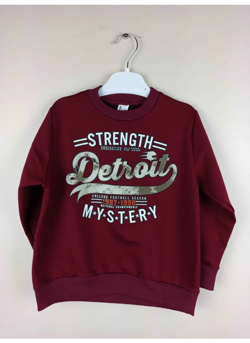 بلونس Boy's Printed Claret Red Cotton Sweatshirt