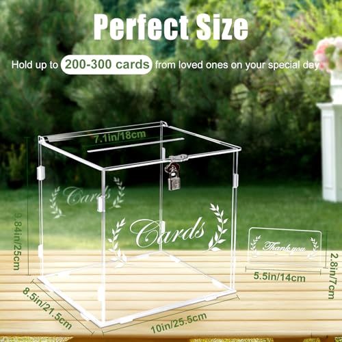 OurWarm Clear Card Boxes with Lock Gift Card Box Money Box Holder for Reception Anniversary Shower Rustic Wedding Decorations Birthday Graduation - Image 3