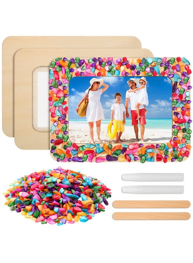 Yulejo 2 Packs Make Your Own Frame Kit For Kids Decorate Your Own Wooden Photo Craft Kits Unfinished Diy Picture Frame With Colorful Shells For Teens Girls Fun Activity Birthday Festival Gifts Supplies  - Image 2