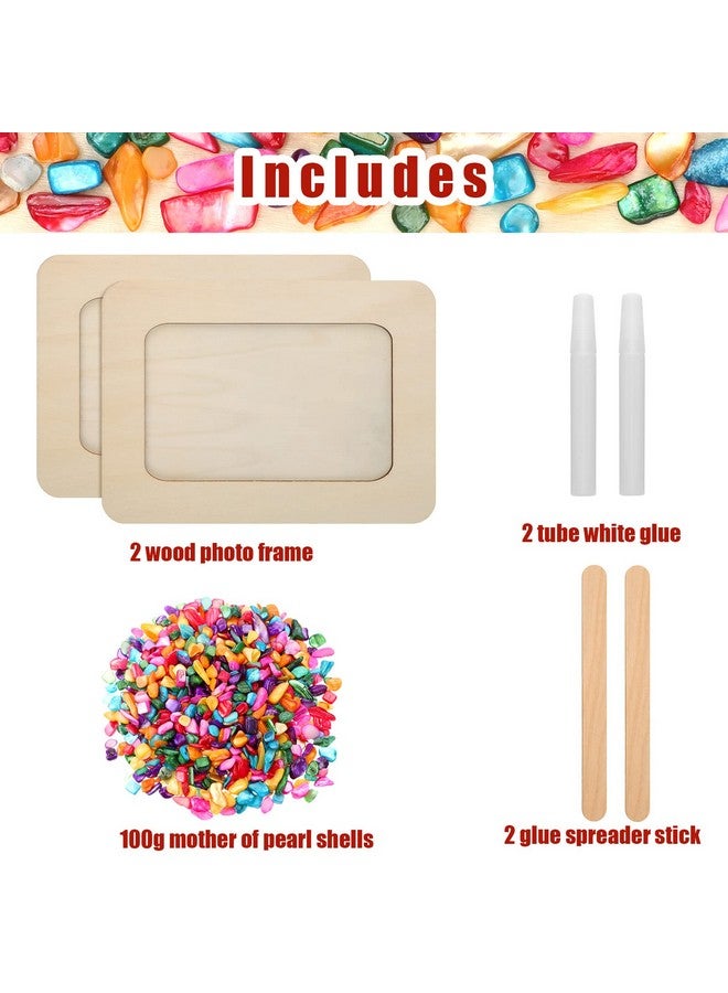 Yulejo 2 Packs Make Your Own Frame Kit For Kids Decorate Your Own Wooden Photo Craft Kits Unfinished Diy Picture Frame With Colorful Shells For Teens Girls Fun Activity Birthday Festival Gifts Supplies  - Image 3