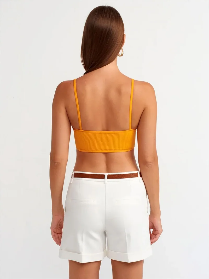 ديلفين DILVIN Ribbed V-neck Crop Bralet Top