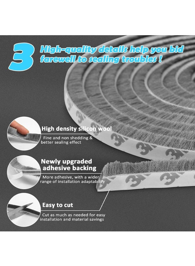 10 Meter Weather Stripping Door Seal Self Adhesive Brush Weather Seal Strip for Windows and Doors Felt Door Seal Window Insulation Sealing Strip Brush Weatherstrip 9mm Wide 9mm Thick - Image 4