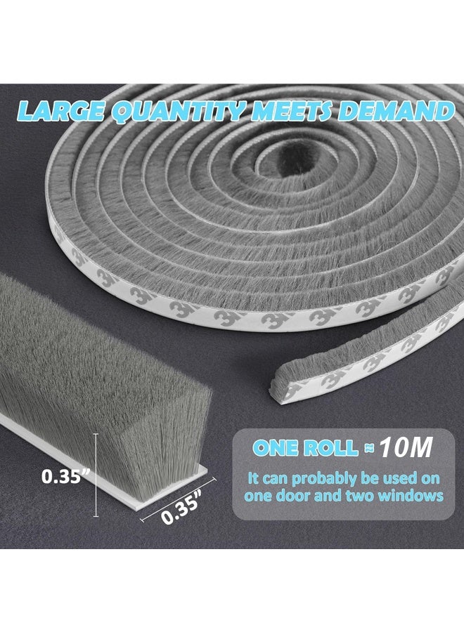 10 Meter Weather Stripping Door Seal Self Adhesive Brush Weather Seal Strip for Windows and Doors Felt Door Seal Window Insulation Sealing Strip Brush Weatherstrip 9mm Wide 9mm Thick - Image 2