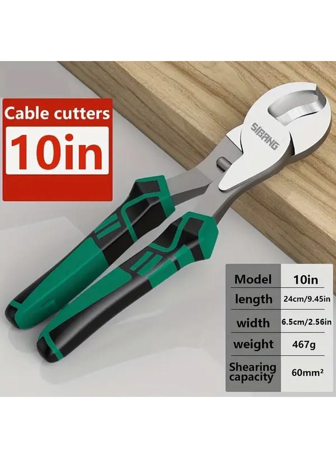 10 بوصة قاطع كابلات ثقيلة أخضر وأسود مقبض غير قابل للانزلاق أداة قطع أسلاك يدوية - Image 5