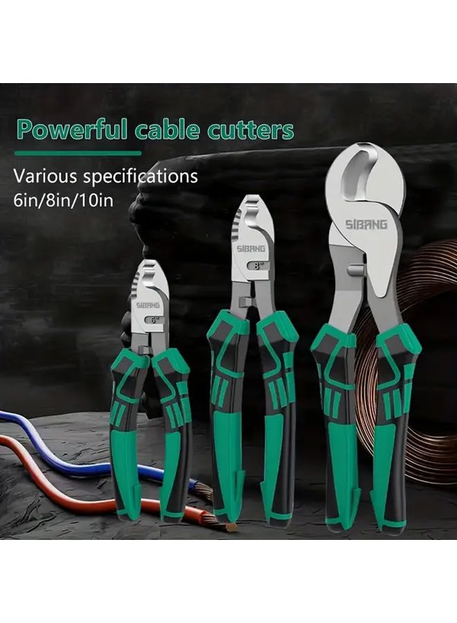 10 بوصة قاطع كابلات ثقيلة أخضر وأسود مقبض غير قابل للانزلاق أداة قطع أسلاك يدوية - Image 2