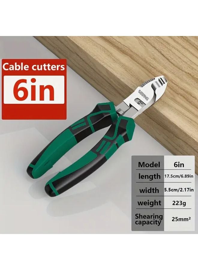 10 بوصة قاطع كابلات ثقيلة أخضر وأسود مقبض غير قابل للانزلاق أداة قطع أسلاك يدوية - Image 3