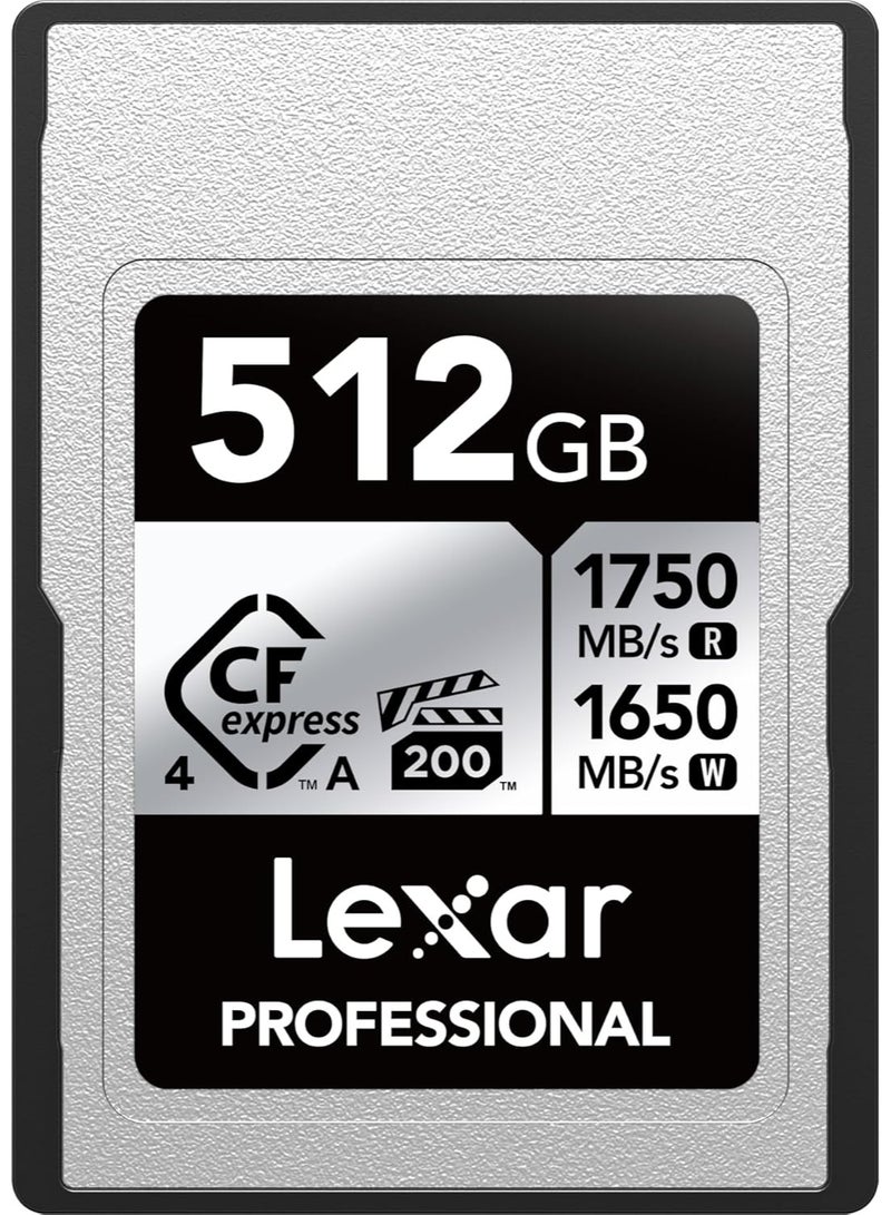 Lexar Professional 512GB CFexpress 4.0 Type A Memory Card Silver Up To 1750MB/s Read And 1650MB/s Write Speed (LCAEXS4512G-RNENG) 512 GB - Image 1