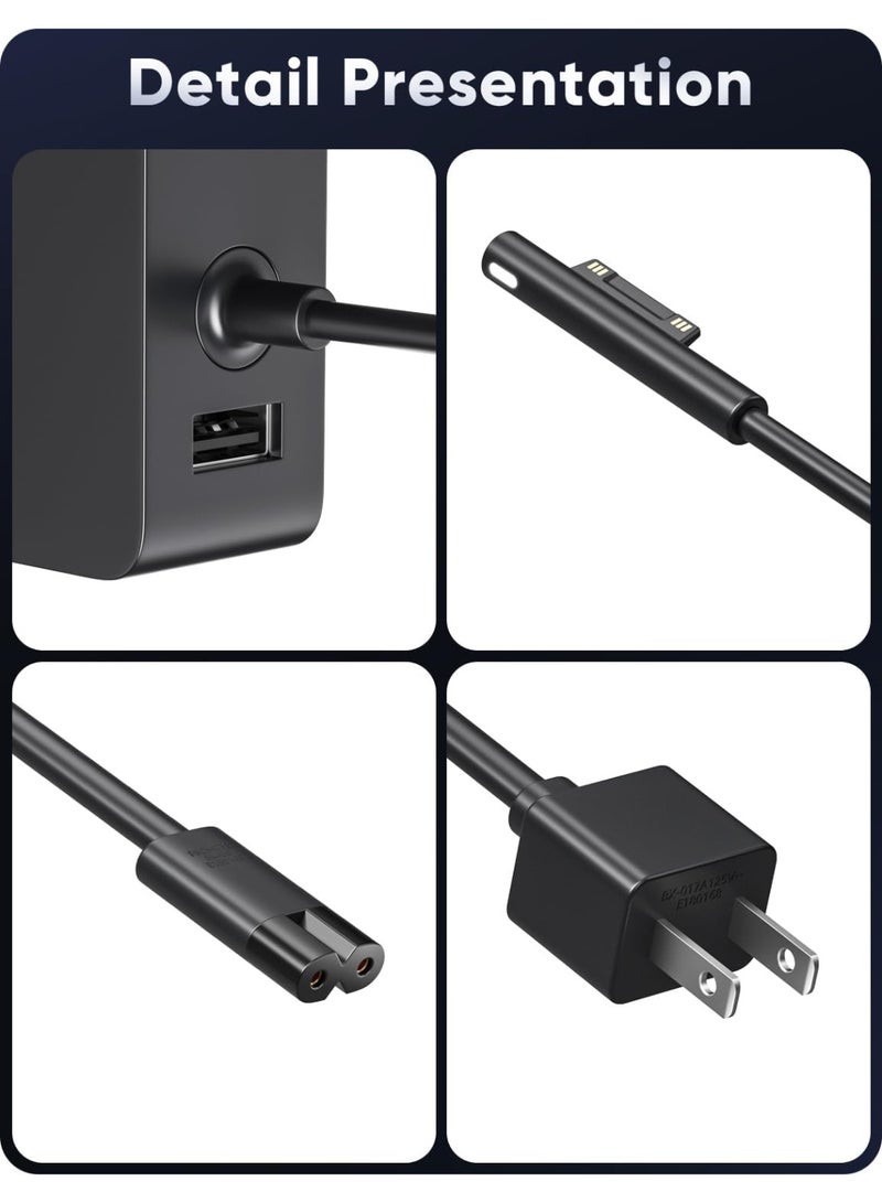 Zexen Surface Pro Charger for 65W Microsoft Surface Pro Laptop 11,10,9,8,7+,7,6,5,4,3,X, Windows Surface Laptop 6,5,4,3,2,1, Surface Go 3,2,1, Tablet, Surface Book 3,2,1, Support 44W,39W,36W,24W,LED,10FT - Image 5