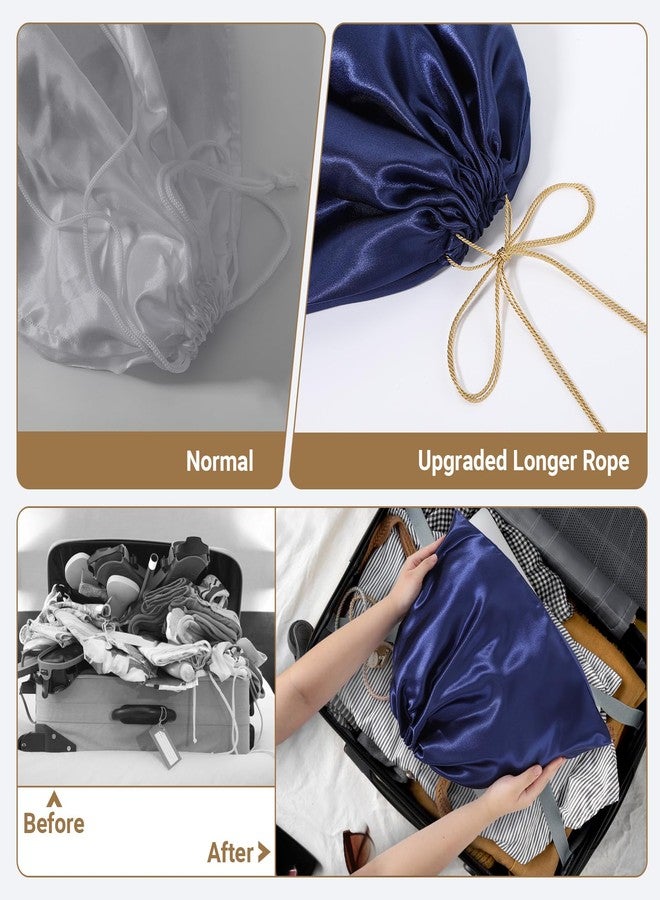 Ewen 12 Pack Dustbags with Drawstring in Small Medium Large, Dustproof Satin Storage Pouch with Blank Tags for Travel Essentials Packing, Dark Blue Silk Bag for Closet Storage Shoes Purse Organization - Image 4