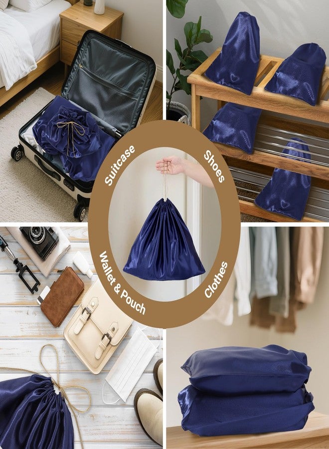 Ewen 12 Pack Dustbags with Drawstring in Small Medium Large, Dustproof Satin Storage Pouch with Blank Tags for Travel Essentials Packing, Dark Blue Silk Bag for Closet Storage Shoes Purse Organization - Image 5