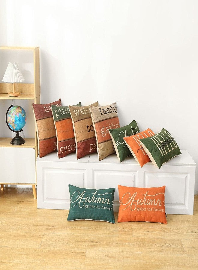 TRENDIN Fall Pillow Covers 20 x 12 inches Green Hello Pumpkin Decorative Rectangle Throw Pillowcase Farmhouse Thanksgiving Autumn Decoration Cushion Case for Couch Sofa PL760TR - Image 2