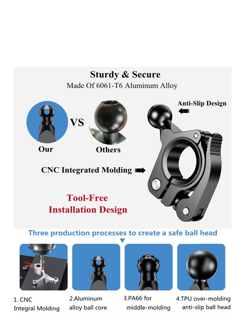 SYOSI Aluminum Alloy 17mm Ball Handlebar Mount Quick Mount and Release Handlebar Spherical Base with 3 Rubber Rings for Garmin and Bike Motorcycle Scooter Phone Mounts Black  - Image 5