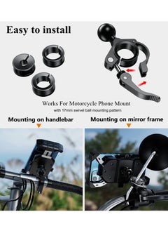 SYOSI Aluminum Alloy 17mm Ball Handlebar Mount Quick Mount and Release Handlebar Spherical Base with 3 Rubber Rings for Garmin and Bike Motorcycle Scooter Phone Mounts Black  - Image 2