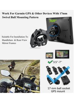 SYOSI Aluminum Alloy 17mm Ball Handlebar Mount Quick Mount and Release Handlebar Spherical Base with 3 Rubber Rings for Garmin and Bike Motorcycle Scooter Phone Mounts Black  - Image 3