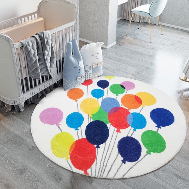 Poowe Colorful Balloon Kids Play Mat Baby Nursery Rug Round Educational Alphabet Soft Area Rug Non Slip for Children Toddlers BedroomRound 33FT