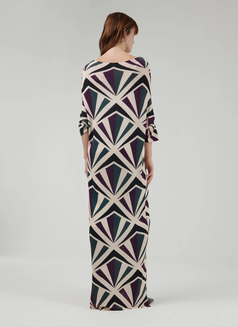 leem Geometric Print Knitted Kaftan
