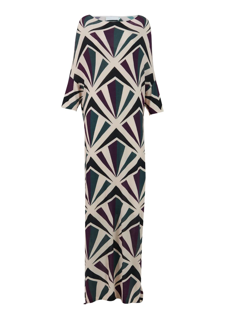 leem Geometric Print Knitted Kaftan