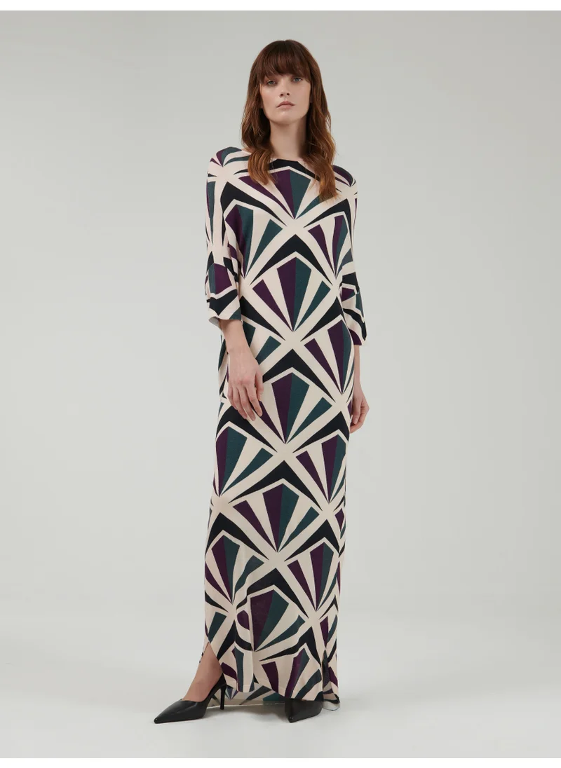 leem Geometric Print Knitted Kaftan