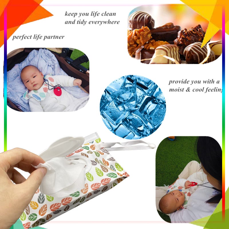 Portable Pouch Bags Set, 2 Pack Wet Wipe Holder Container, Reusable and Refillable Personal Travel Wet Wipes Dispenser Cases - Image 4