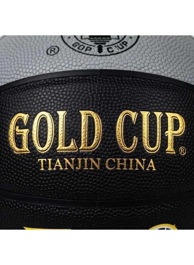كأس الذهب كرة سلة جولد كب (Gold Cup) الأصلية موديل هيرو (Hero Competition) للمنافسات، مقاس 7 قياسي للاستخدام الداخلي والخارجي - أسود/رمادي - Image 4